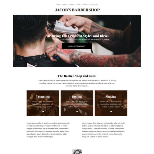 Barber Shop Bootstrap Responsive Landing Page Template