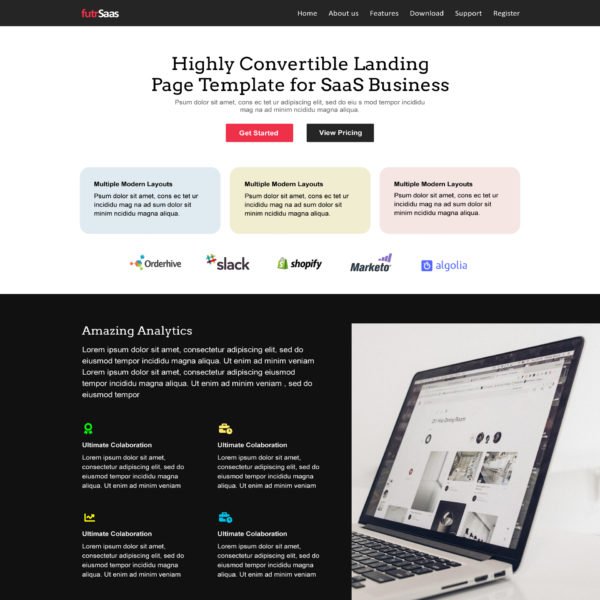 Bootstrap SaaS Landing Page Template