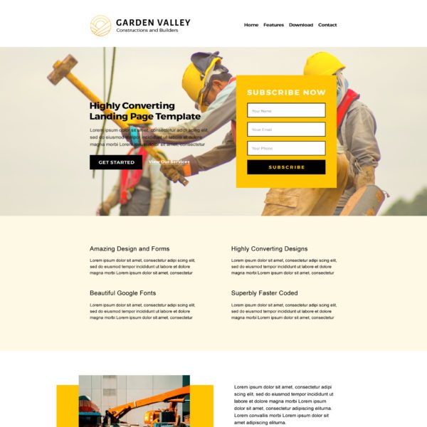 Construction Landing Page Template