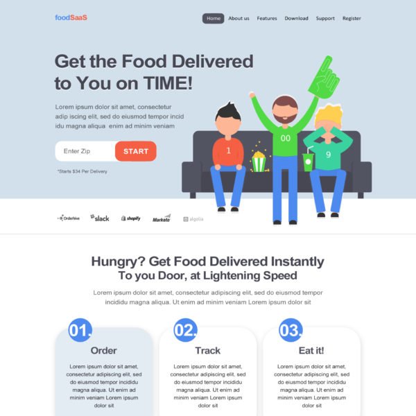 Food Saas Landing Page Template