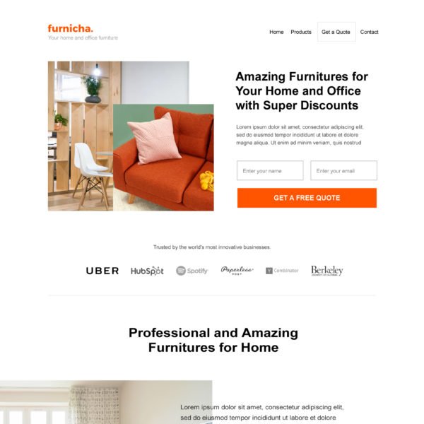 Furniture and Interiors Landing Page