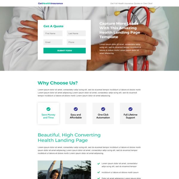 Health Insurance Landing Page Template