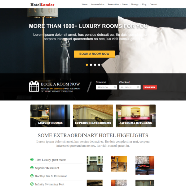 Hotel Landing Page Template