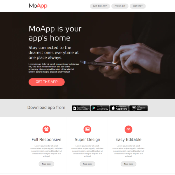 Mobile App Landing Page Template