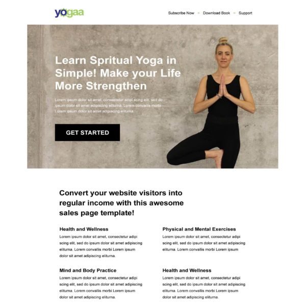Spa & Yoga Sales Page Template